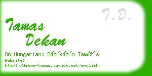 tamas dekan business card